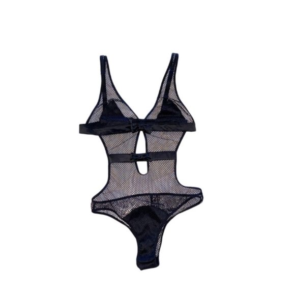 NEW VS Sexy Little Things Very Sexy Strappy Fishnet Thong Teddy Medium - Picture 1 of 11